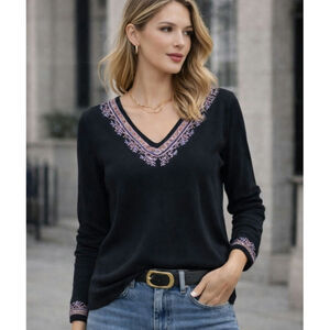 Michelle Nicole Sweater Women's Size XL Beaded Collar/Cuffs Black Timeless NWOT